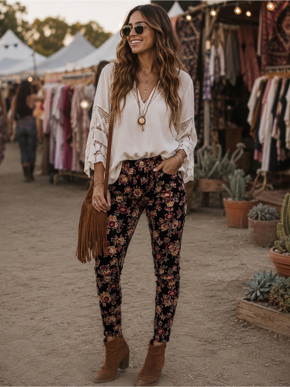 Free People Floral Corduroy Jeans Black Rose Print Boho W28